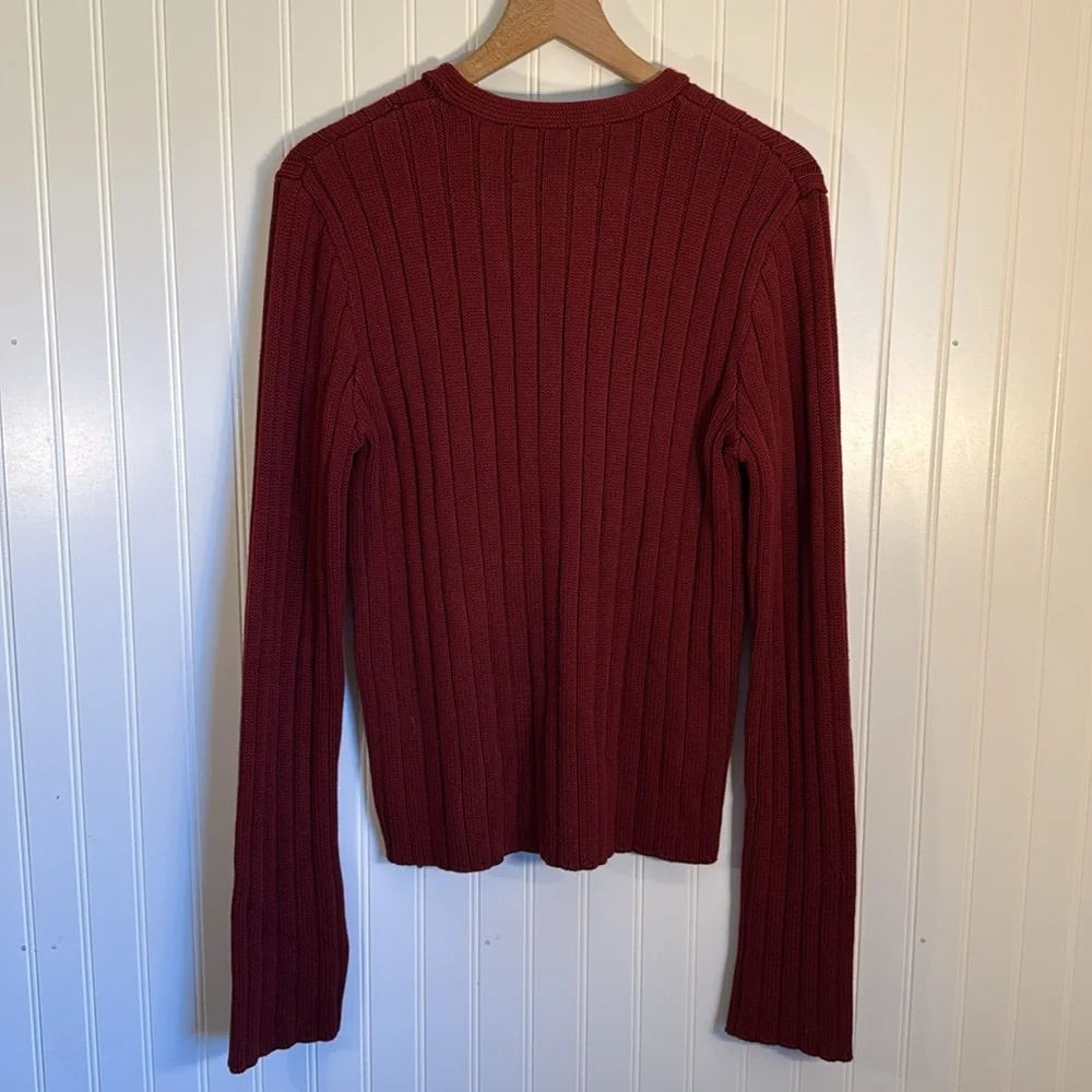 Abercrombie & Fitch Red Men's Heavy Knit Ribbed Sweater Size Medium - Picture 6 of 9